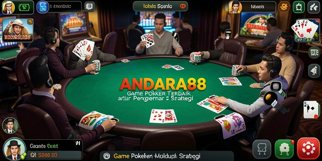 Screenshot permainan ANDARA88 yang menunjukkan aksi poker intens.