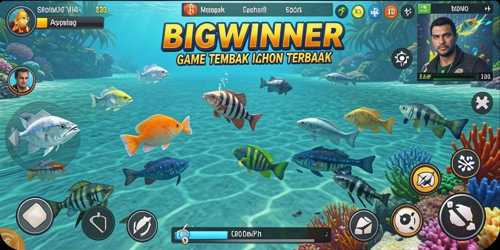 Tampilan gameplay BIGWINNER dengan aktivitas menembak ikan yang seru.