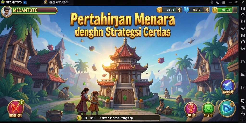 Tampilan gameplay <strong>MEDANTOTO</strong> yang menegangkan saat pertahanan menara sedang beraksi.