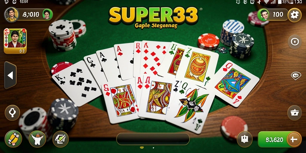 Tampilan menarik dari gameplay Gaple di SUPER33.