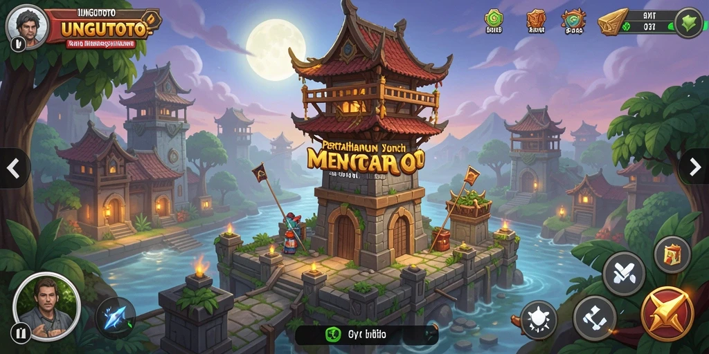 Tangkapan layar gameplay UNGUTOTO yang menampilkan aksi Tower Defense seru.