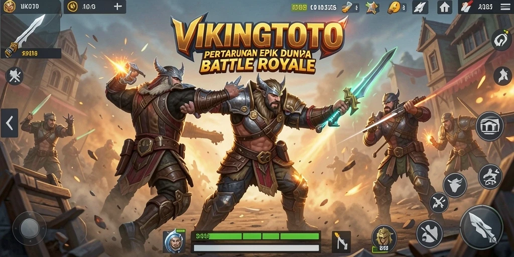 Screenshot VIKINGTOTO menampilkan aksi Battle Royale yang intens.